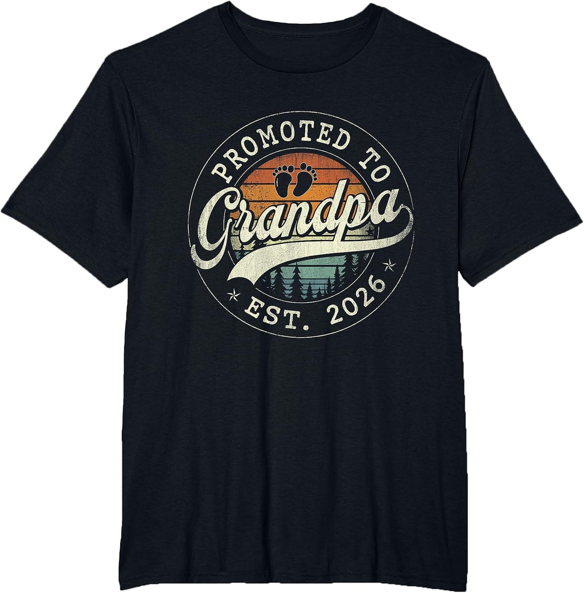 Promoted to Grandpa Est 2026 Grandparents Baby Announcement T-Shirt - Black