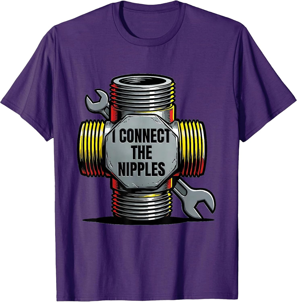 Men's I Connect The Nipples Funny Plumber Pipefitter Occupation T-Shirt - Purple