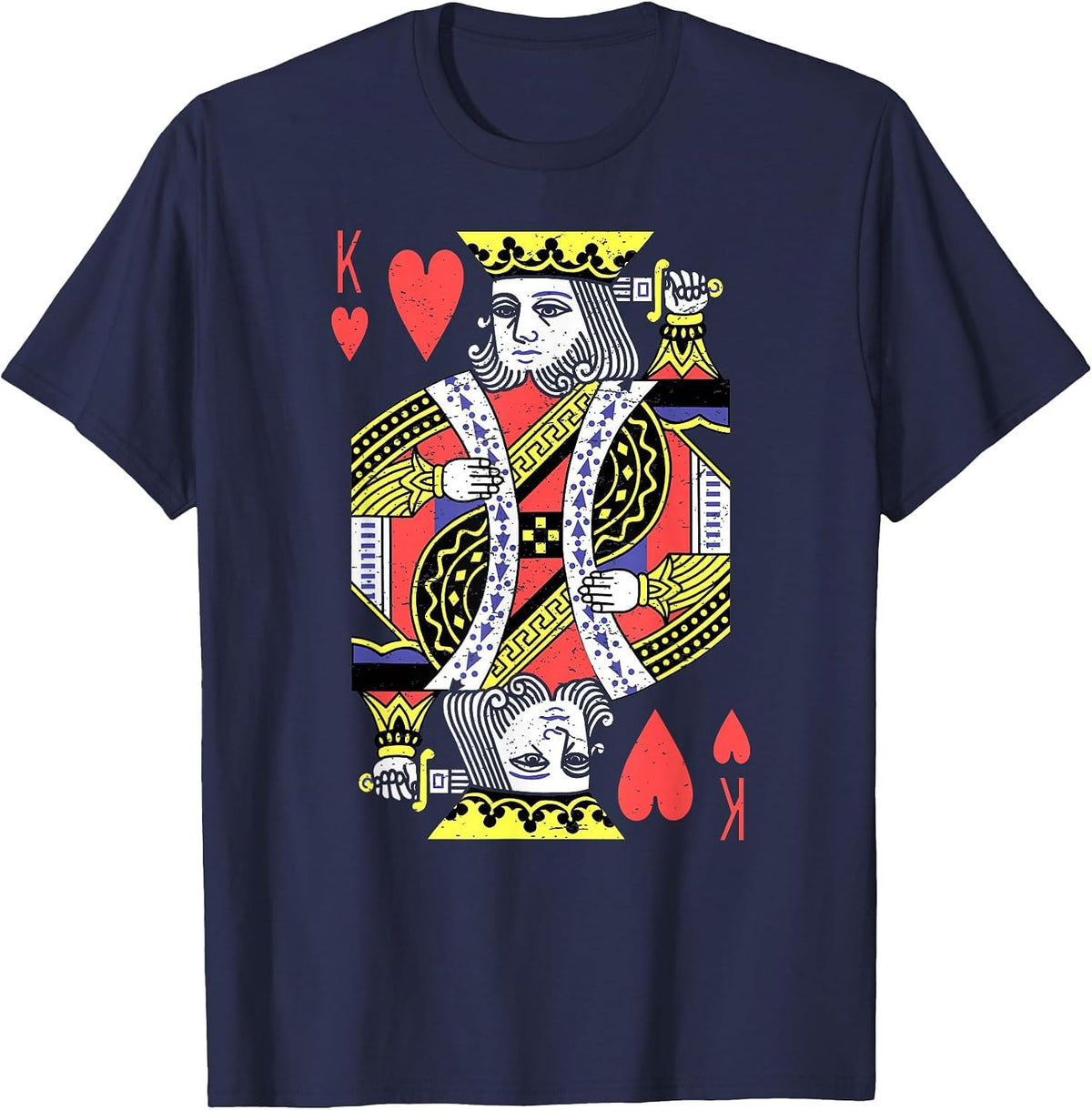 King of Hearts Playing Card Halloween Costume Valentines Men T-Shirt - Navy Blue