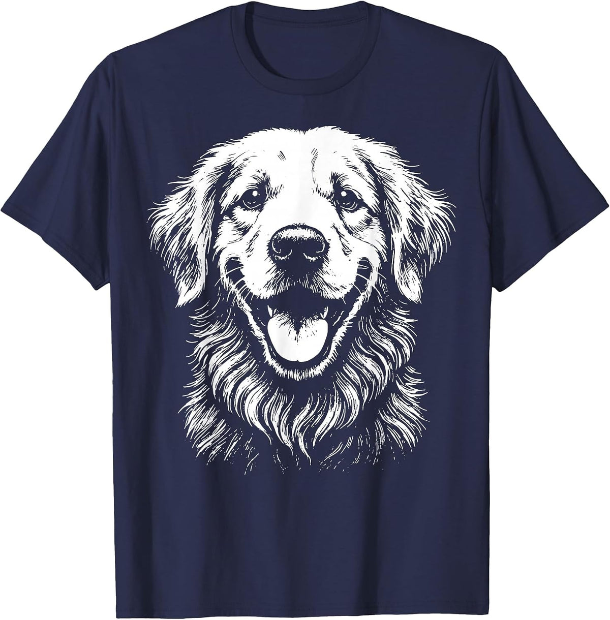 Golden Retriever Illustration T-Shirt - Navy Blue