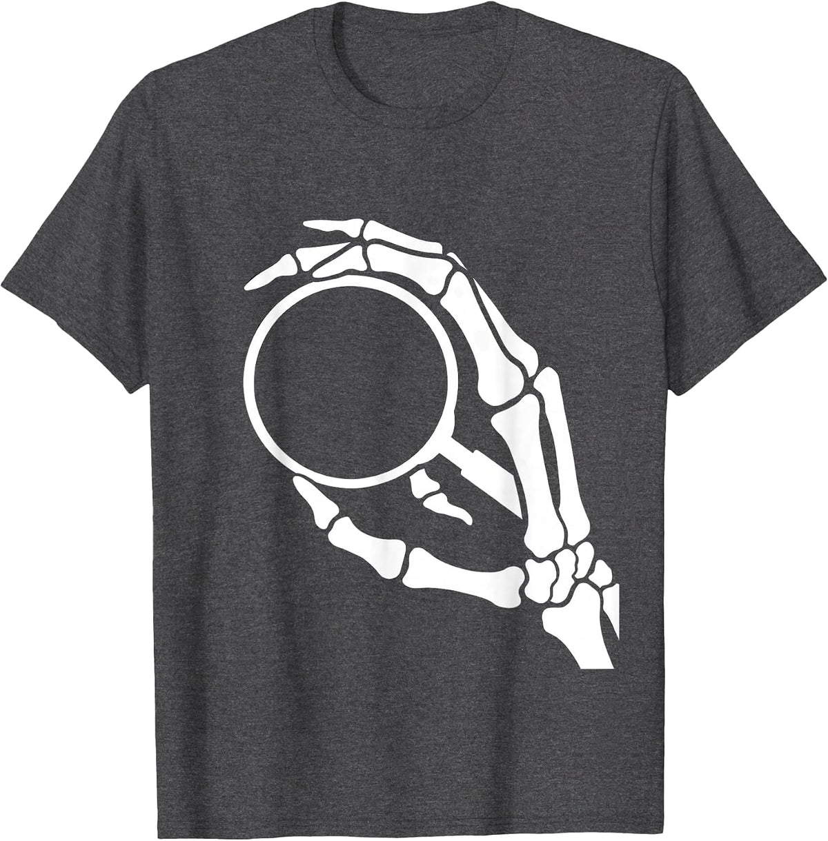 Men's Hand Skeleton Magnifying Glass Radiology Art T-Shirt - Dark Heather Grey