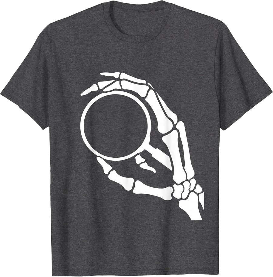 Men's Hand Skeleton Magnifying Glass Radiology Art T-Shirt - Dark Heather Grey