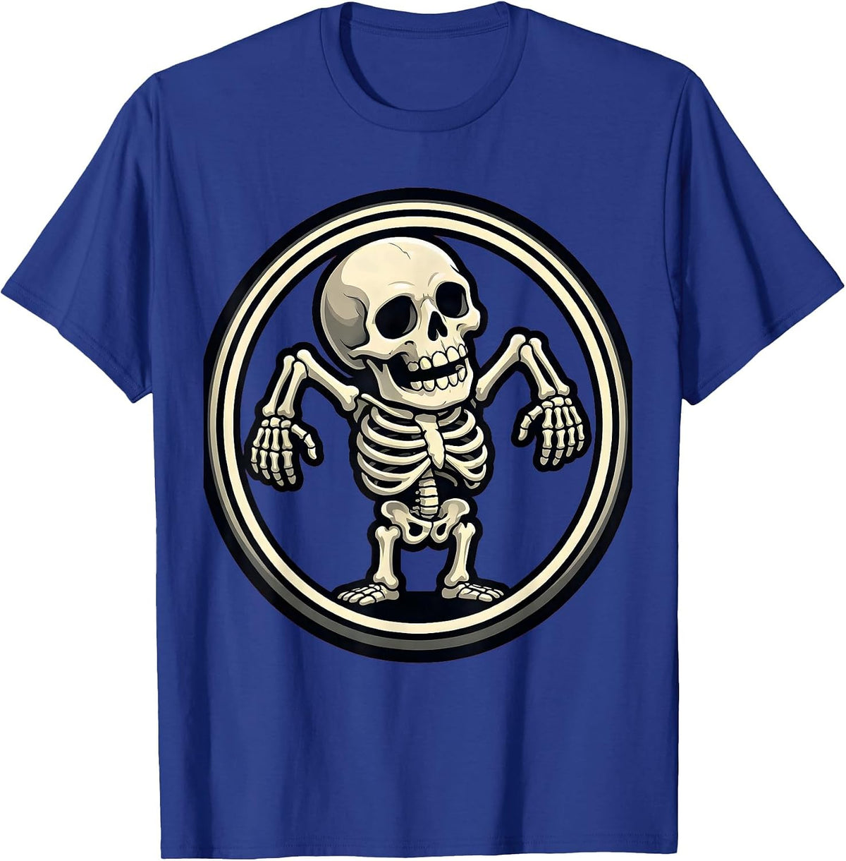 Lazy Skeleton Shrug Funny Offensive Graphic T-Shirt - Royal Blue