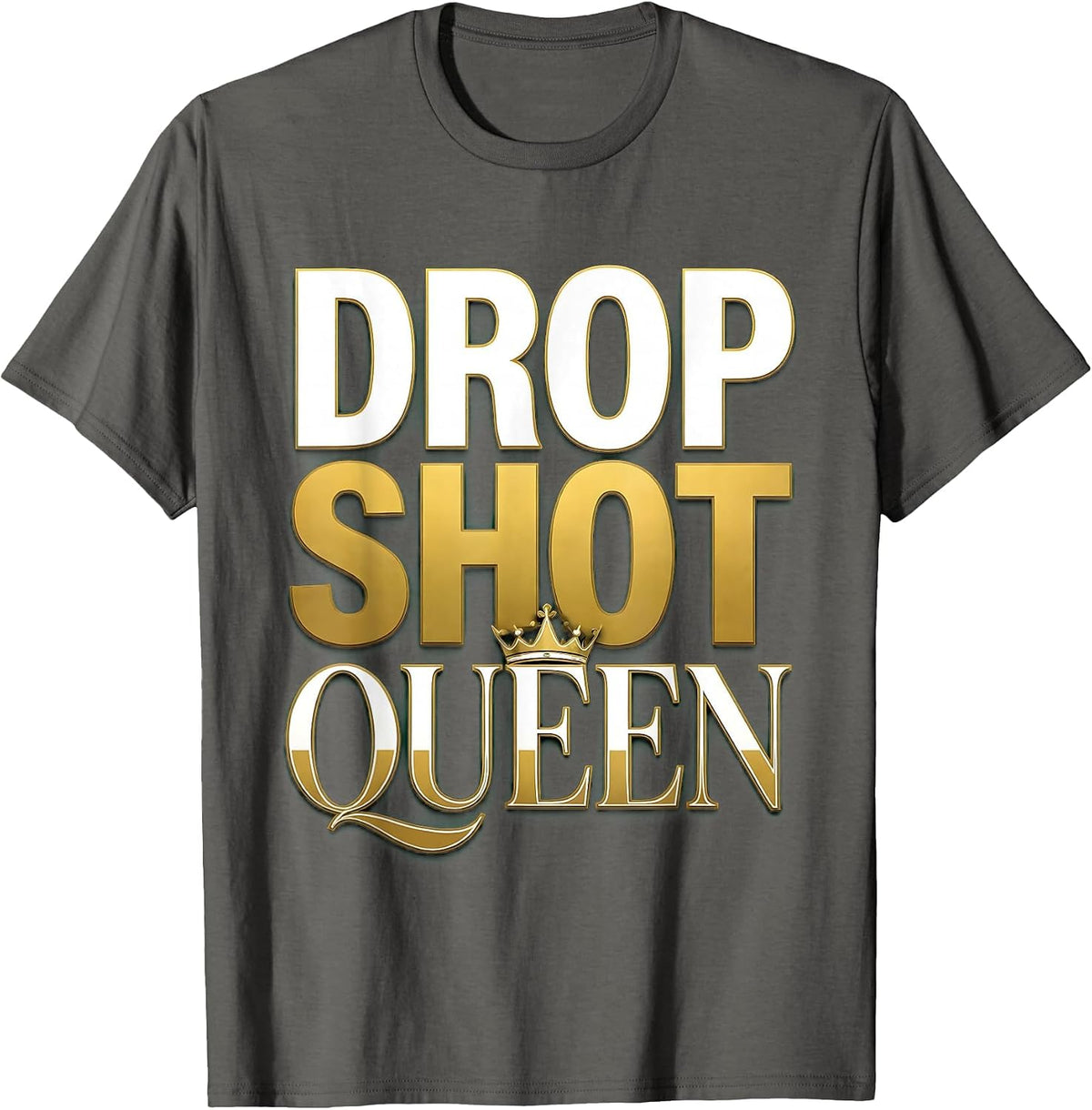 Drop Shot Queen Tennis Graphic Design T-Shirt - Asphalt Grey