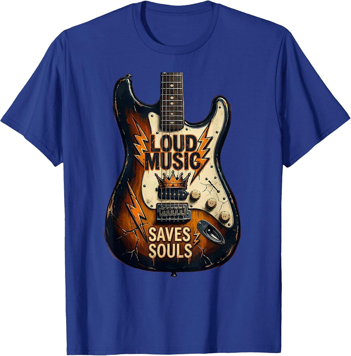 Loud Music Saves Souls Punk Rock Design T-Shirt - Royal Blue