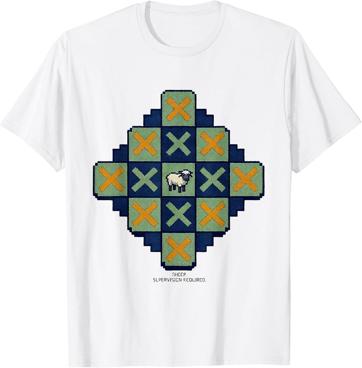 Men's Sheep Supervision Required Funny Christian Faith Humor T-Shirt - White