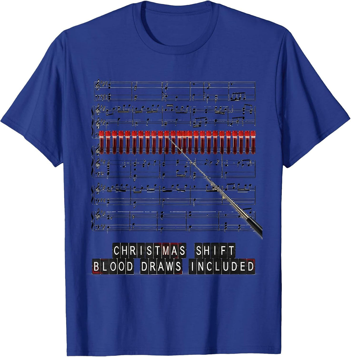 Men's Christmas Shift Blood Draws Included Phlebotomist Tech T-Shirt - Royal Blue