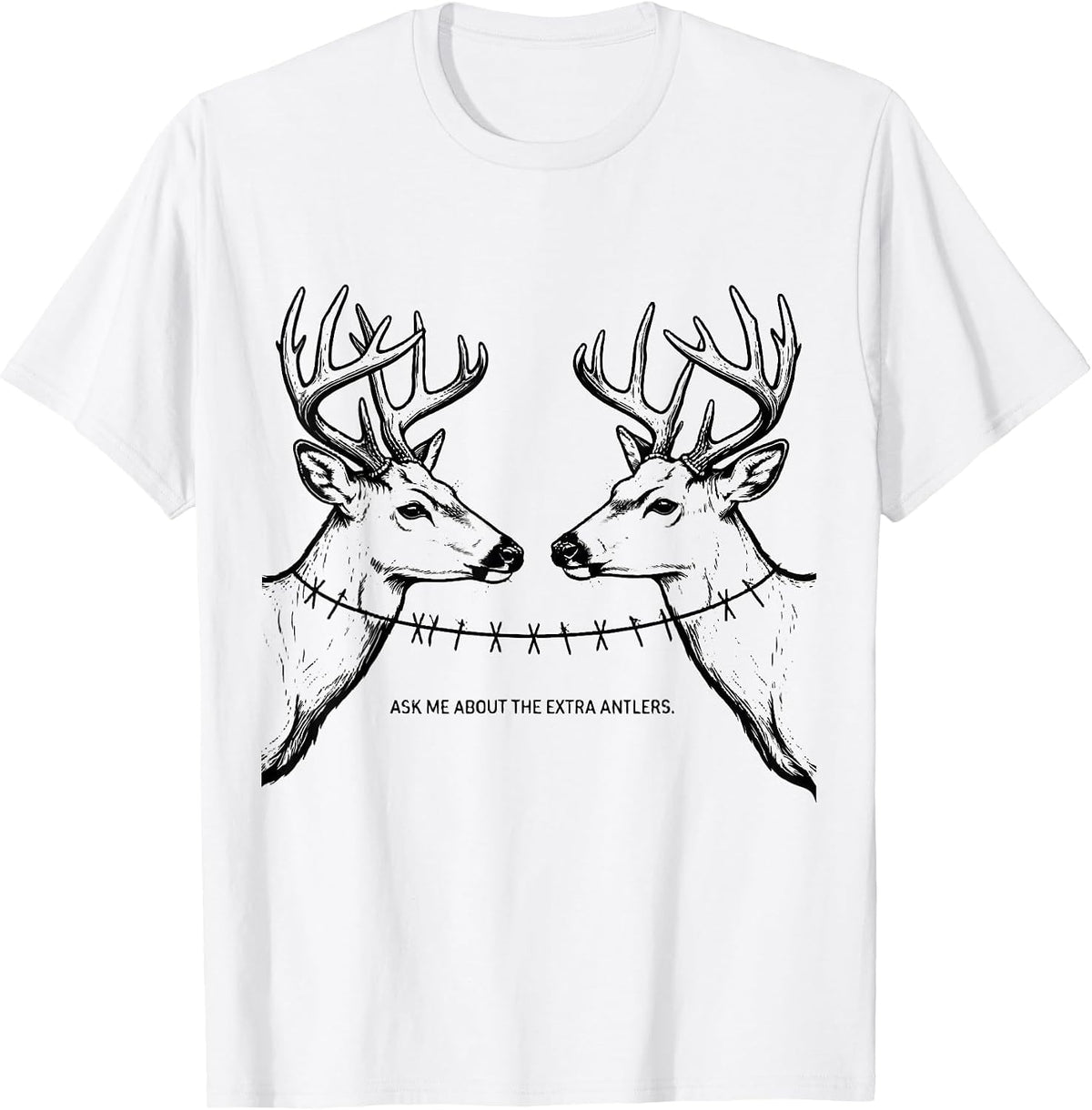 Men's Ask Me About The Extra Antlers Funny Deer Hunter Christmas T-Shirt - White