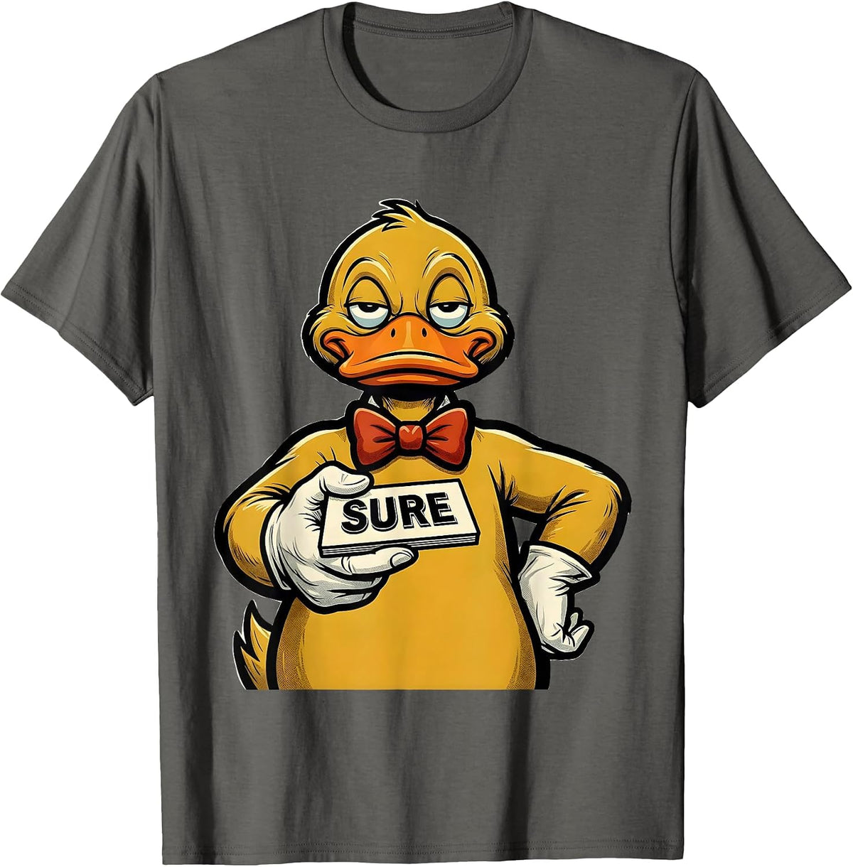 Sure Retro Advertising Mascot Duck Novelty Humor Gift T-Shirt - Asphalt Grey