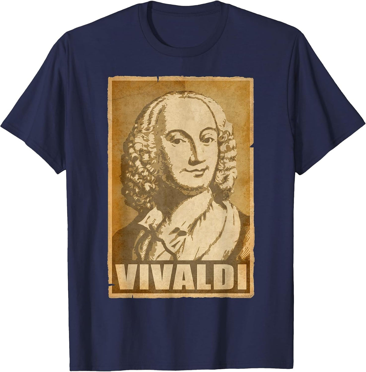 Antonio Vivaldi Vintage Torn Poster T-Shirt - Navy Blue