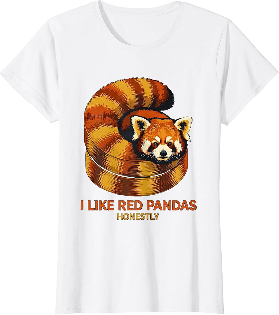 Women's I Like Red Pandas Honestly Funny Red Panda Lover Animal T-Shirt - White