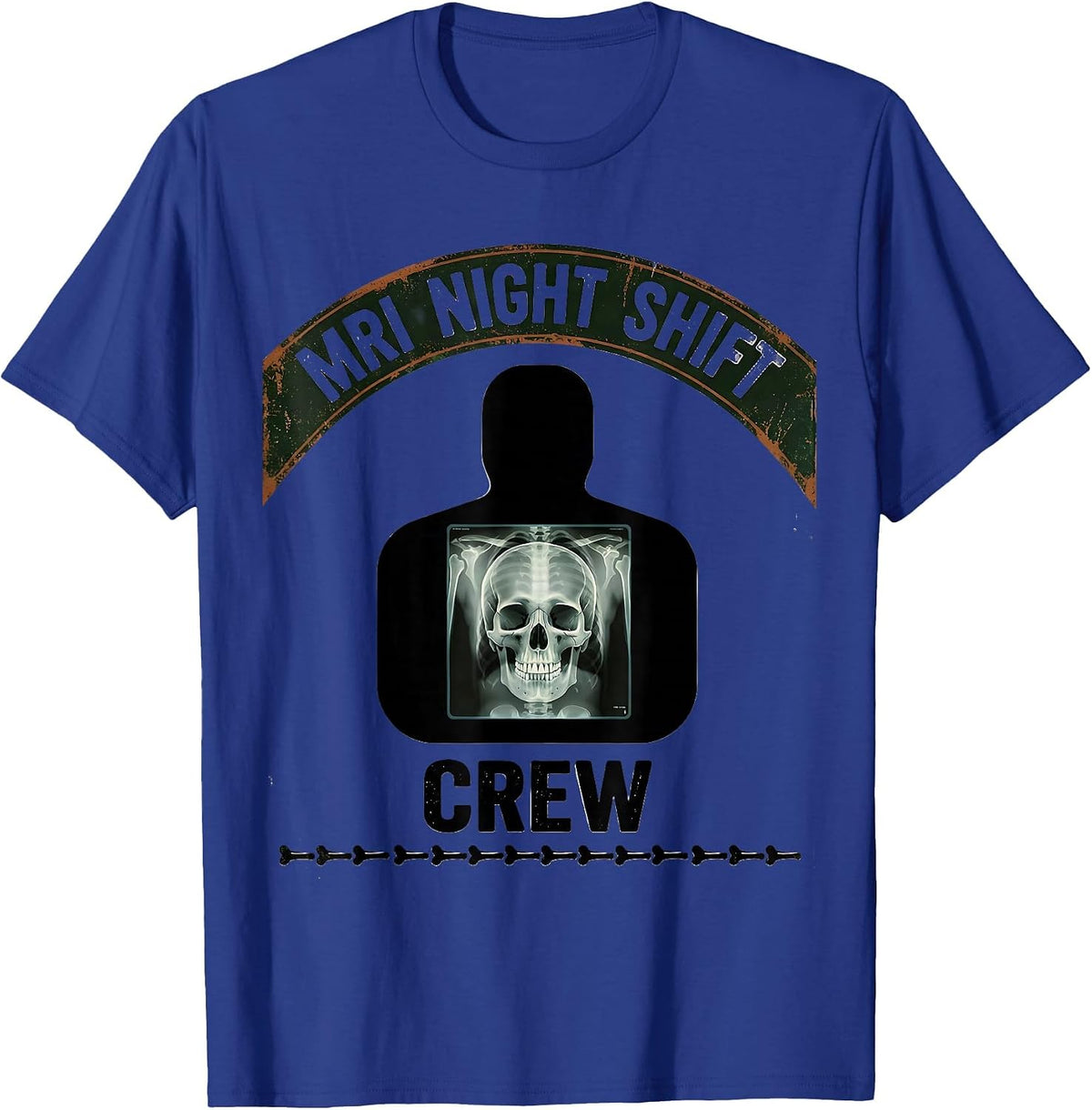 Men's MRI Night Shift Crew Vintage Radiology Tech Halloween Humor T-Shirt - Royal Blue