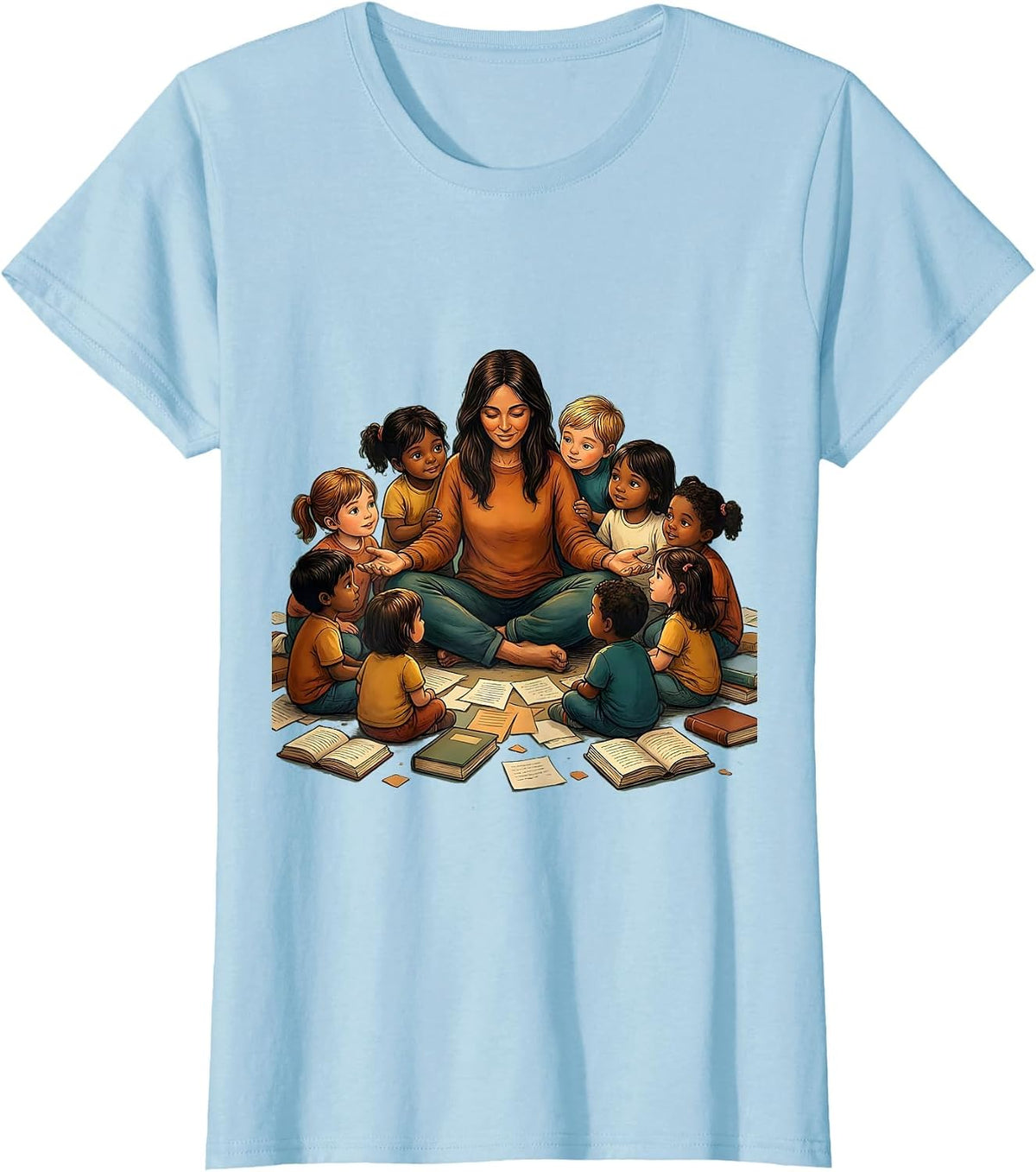 Paraprofessional Educator Children Circle Illustration T-Shirt - Baby Blue