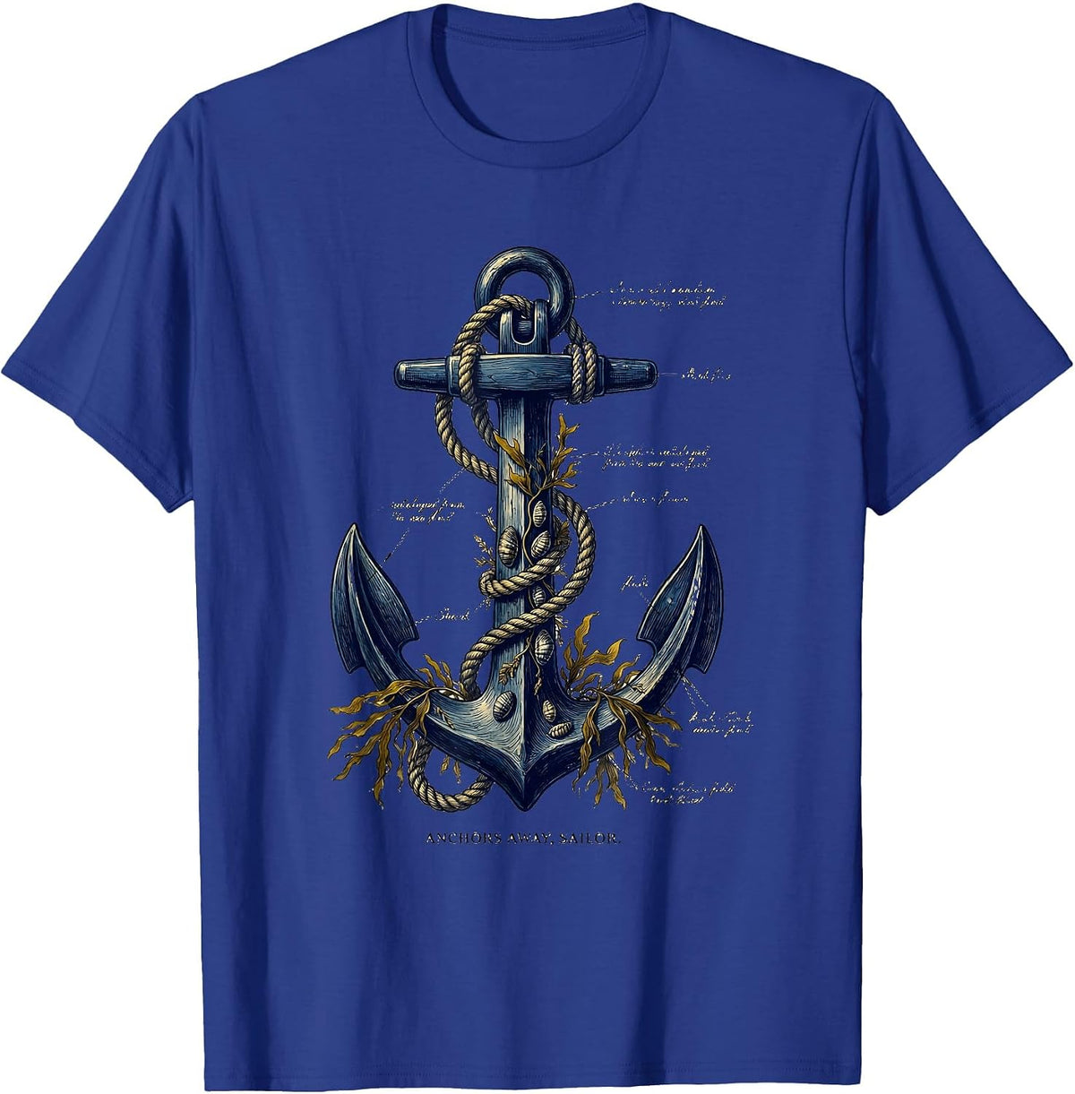 Anchors Away Sailor Navy Nautical Design T-Shirt - Royal Blue