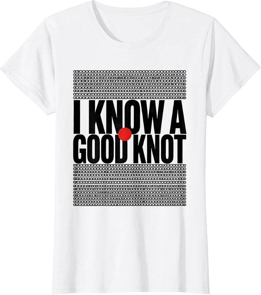 Women's I Know A Good Knot Minimalist Massage Therapist Humor LMT T-Shirt - White