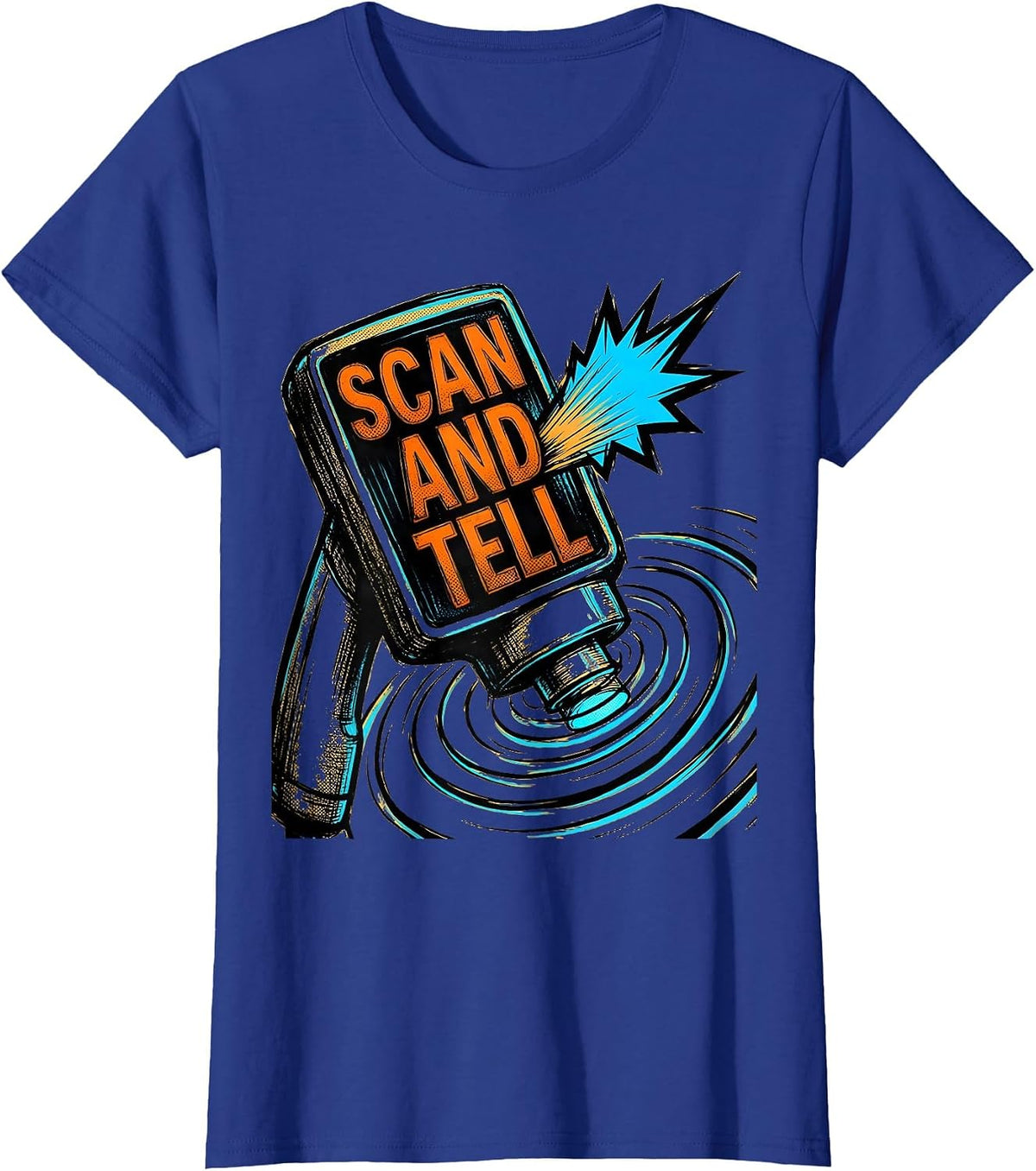 Women's Scan And Tell Comic Book Sonographer Ultrasound Tech Humor T-Shirt - Royal Blue