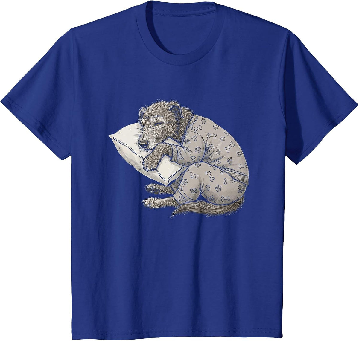 Funny Sleepy Irish Wolfhound Pajama Men Women Kids T-Shirt - Royal Blue