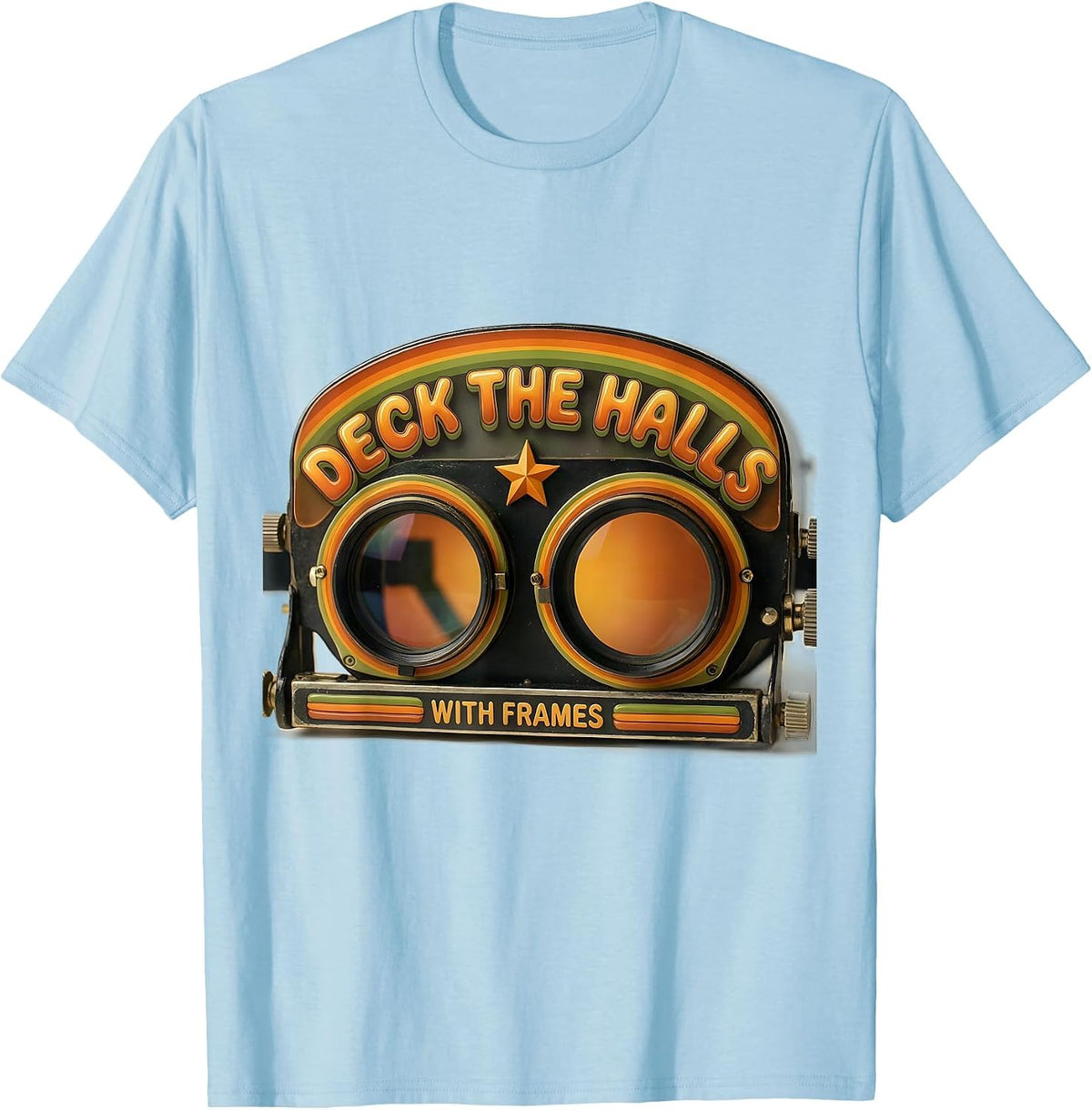 Deck The Halls With Frames Retro Vintage Optometrist T-Shirt - Baby Blue