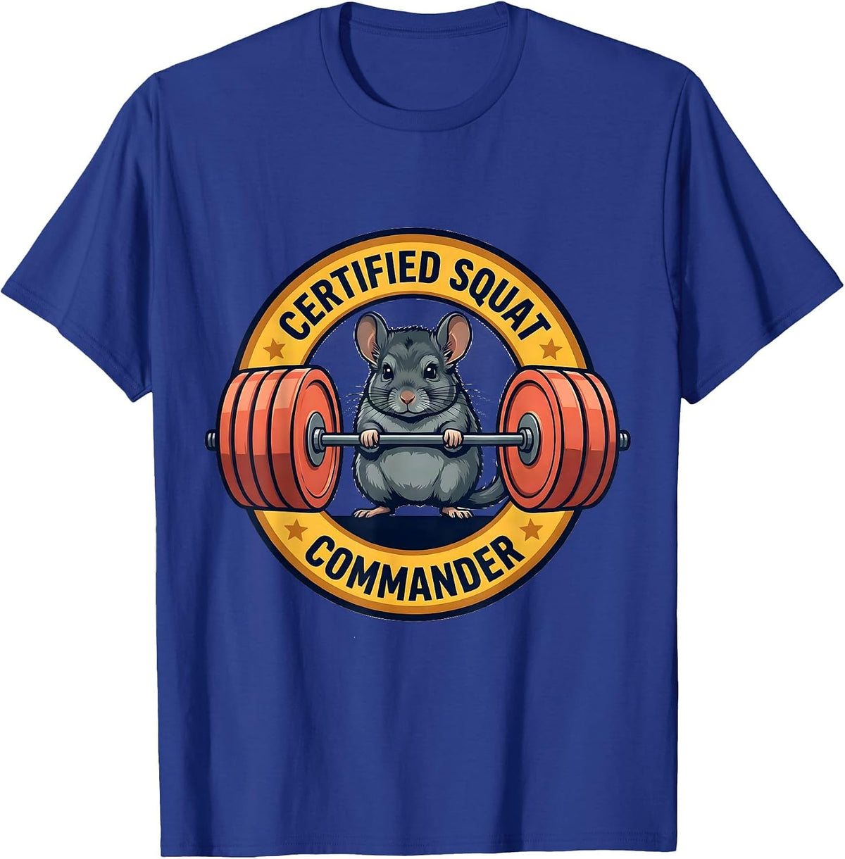 Certified Squat Commander Funny Animal Gym Weightlifting T-Shirt - Royal Blue
