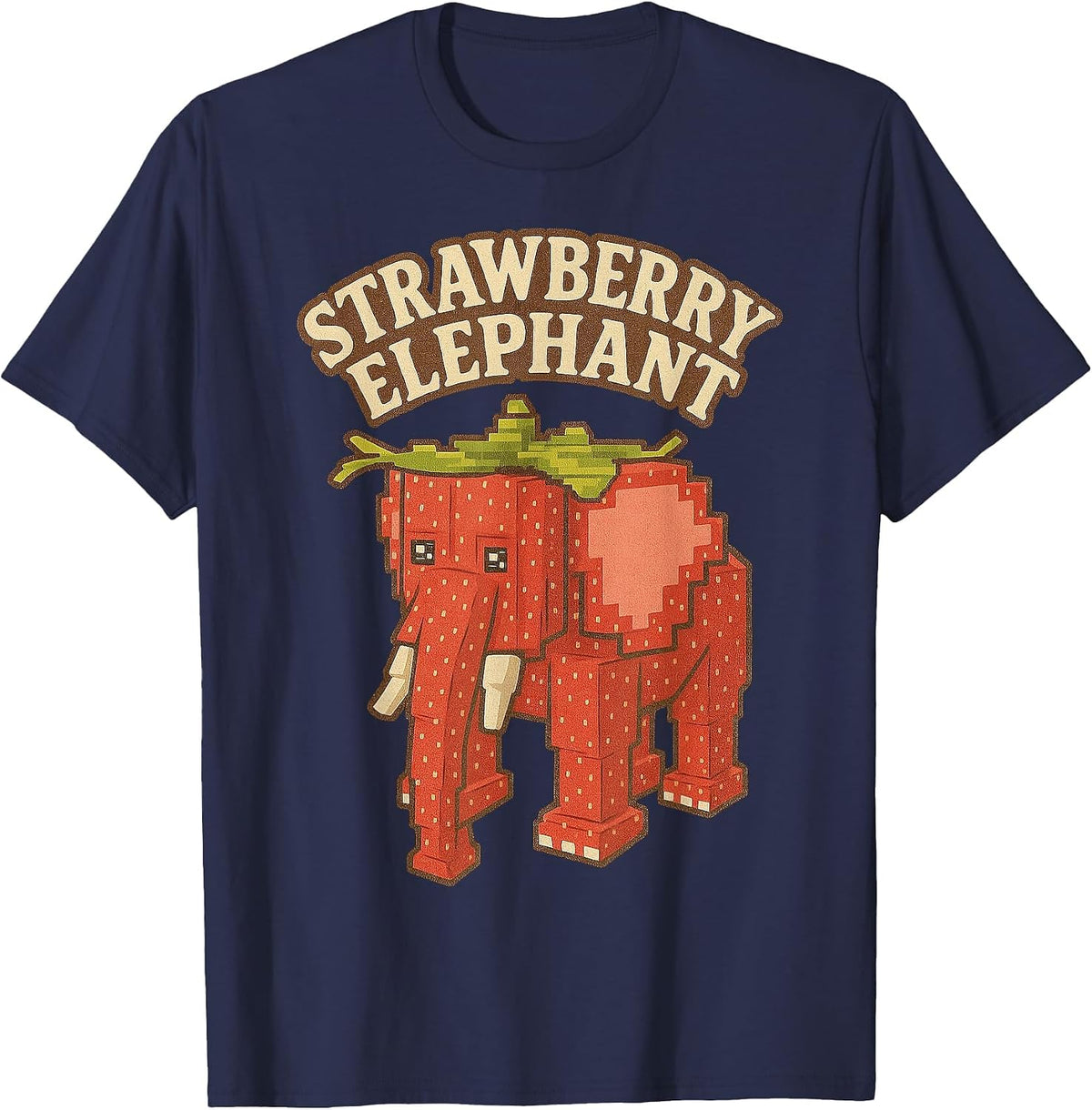 Strawberry Elephant Funny Italian Brainrot Slang Gaming Meme T-Shirt - Navy Blue