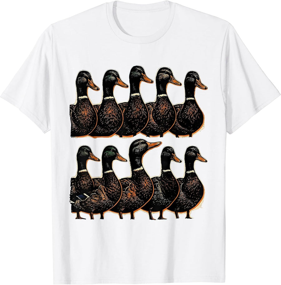 Men's Duck Silhouettes Funny Novelty Mascot Casual Wear T-Shirt - White
