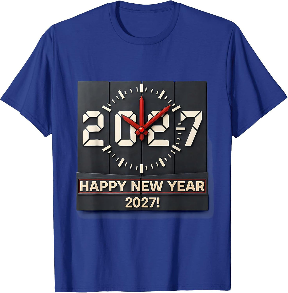 Men's Happy New Year 2027 Geometric Countdown Party Crew Matching T-Shirt - Royal Blue