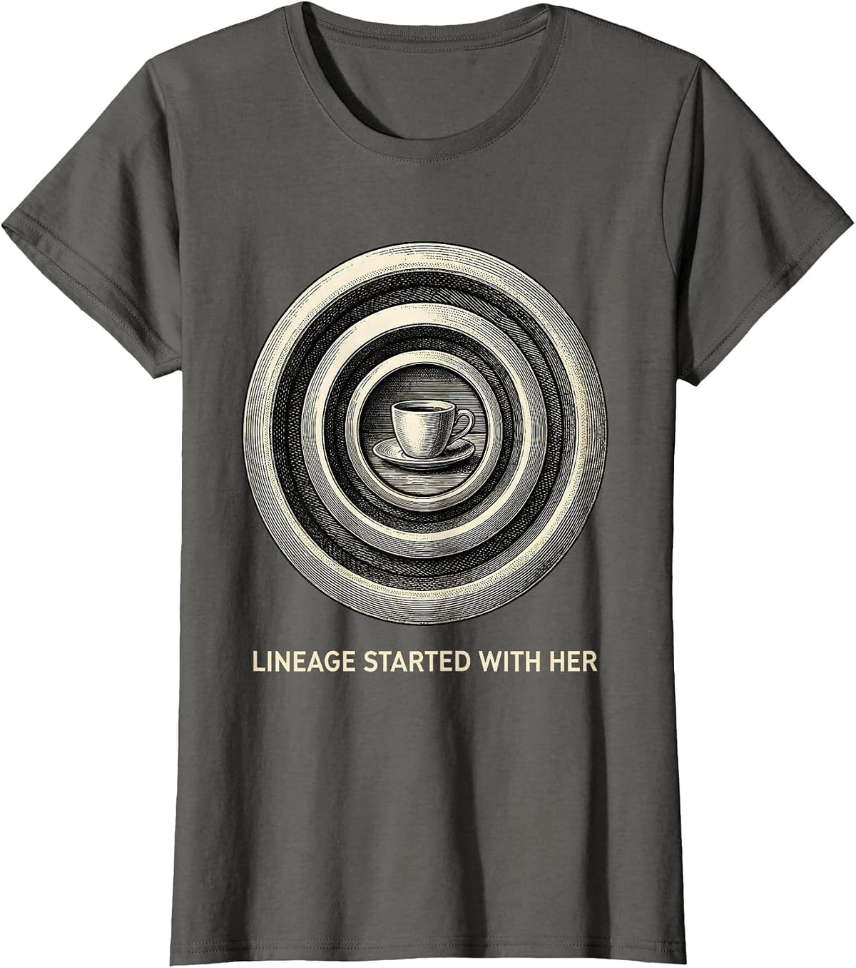 Women's Lineage Started With Her Family Matching Mother's Day T-Shirt - Asphalt Grey