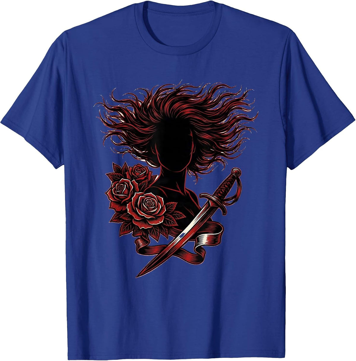 Men's Wild Hair Rock and Roll Silhouette Graphic T-Shirt - Royal Blue
