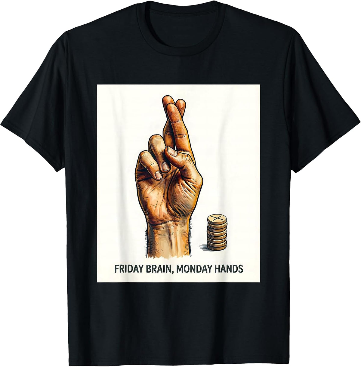 Men's Friday Brain Monday Hands ASL Teacher Deaf Awareness T-Shirt - Black