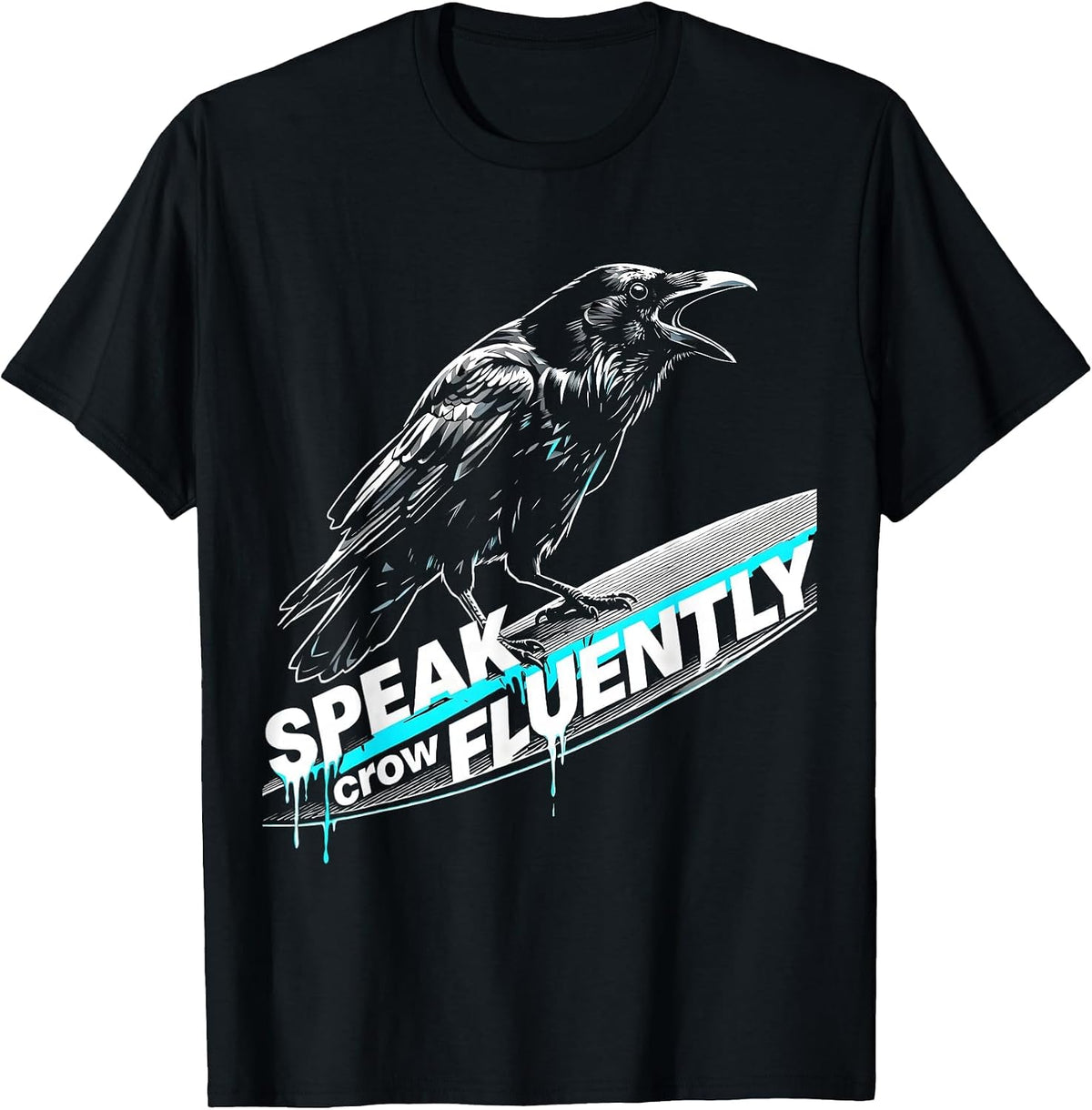 Men's Speak Crow Fluently Funny Bird Lover Design T-Shirt - Black