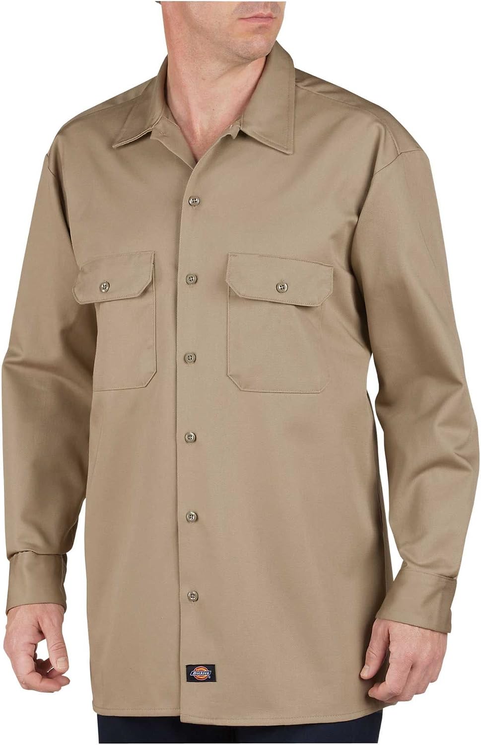 Dickies Men's Long Sleeve Flex Twill Work Shirt - Khaki