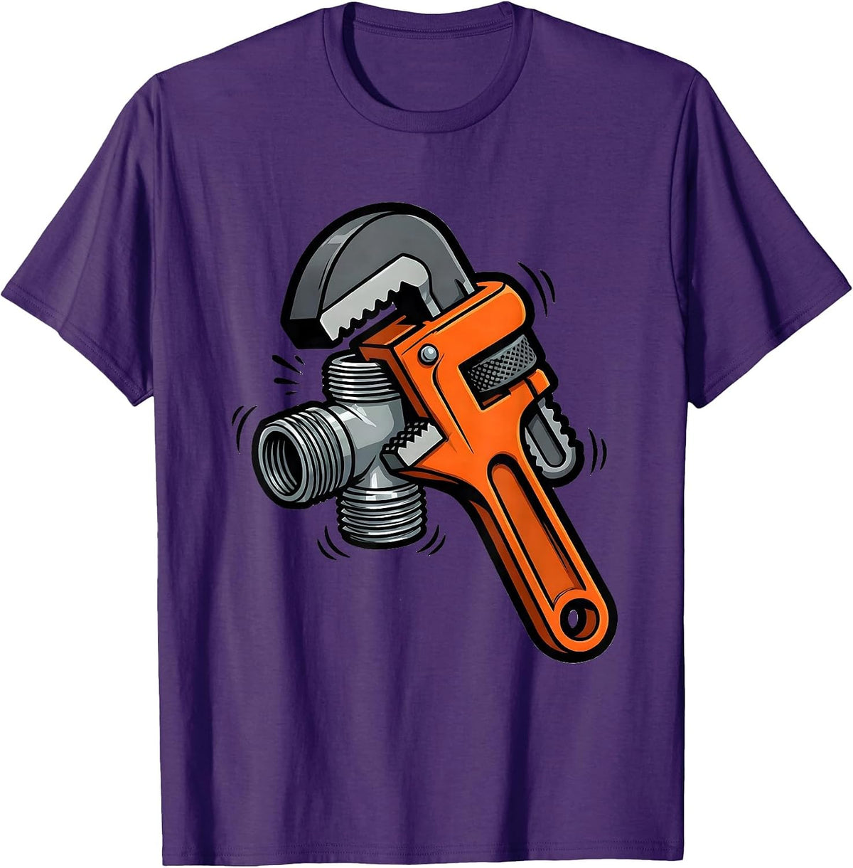 Pipe Wrench Clamped Funny Plumber Pipefitter Gift T-Shirt - Purple