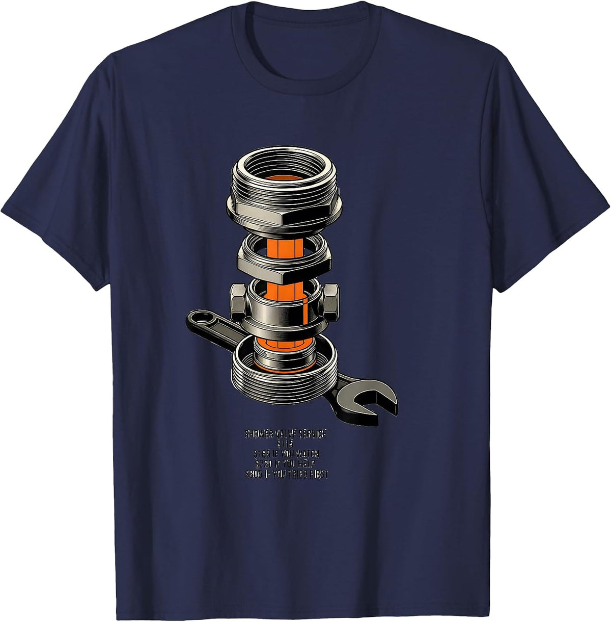 Shower Valve Service Funny Plumber Price Breakdown T-Shirt - Navy Blue