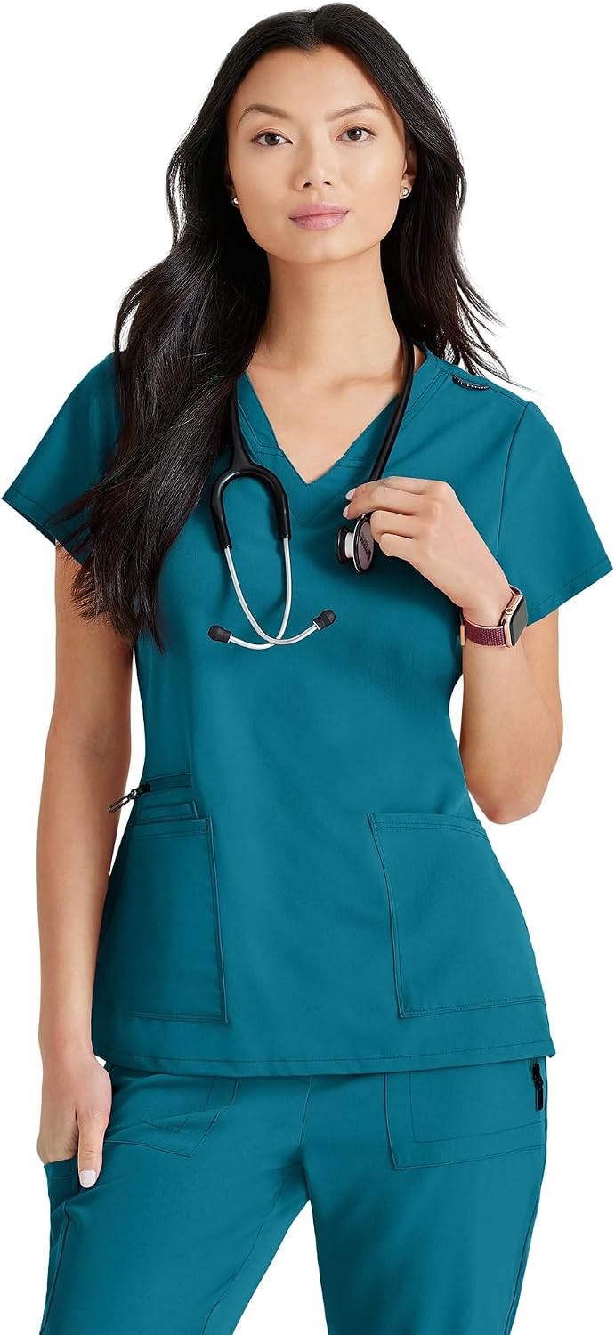 BARCO UNIFY Purpose V-Neck Scrub Top For Women, Classic Fit - Bahama
