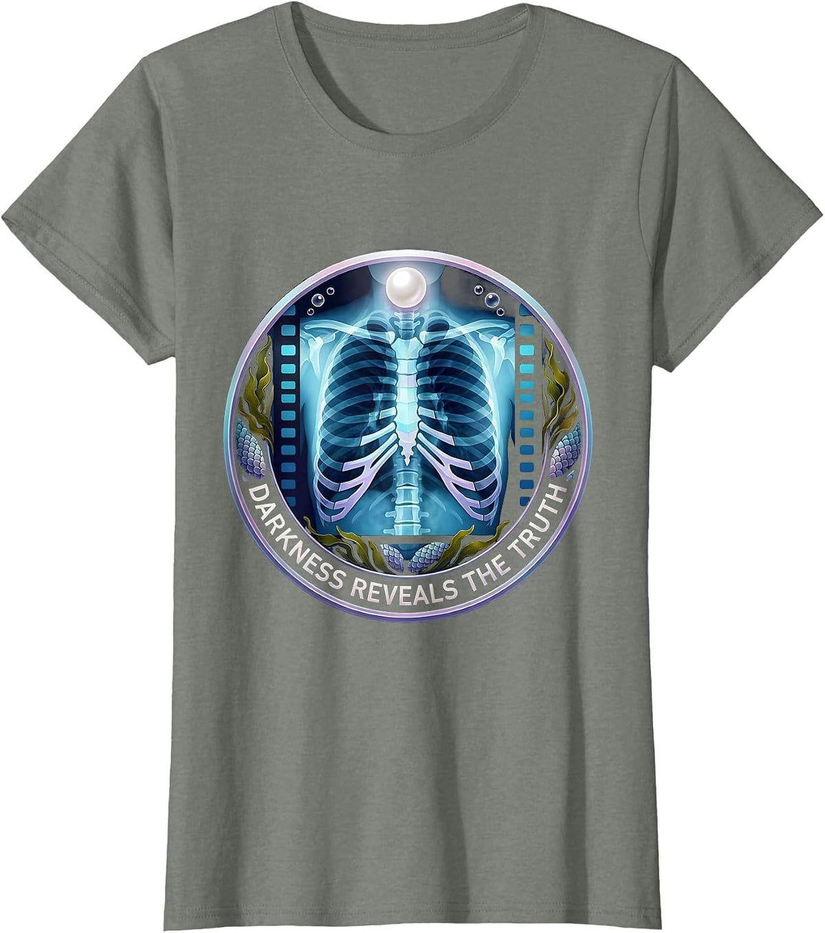 Women's Darkness Reveals The Truth Radiology Design T-Shirt - Olive Heather
