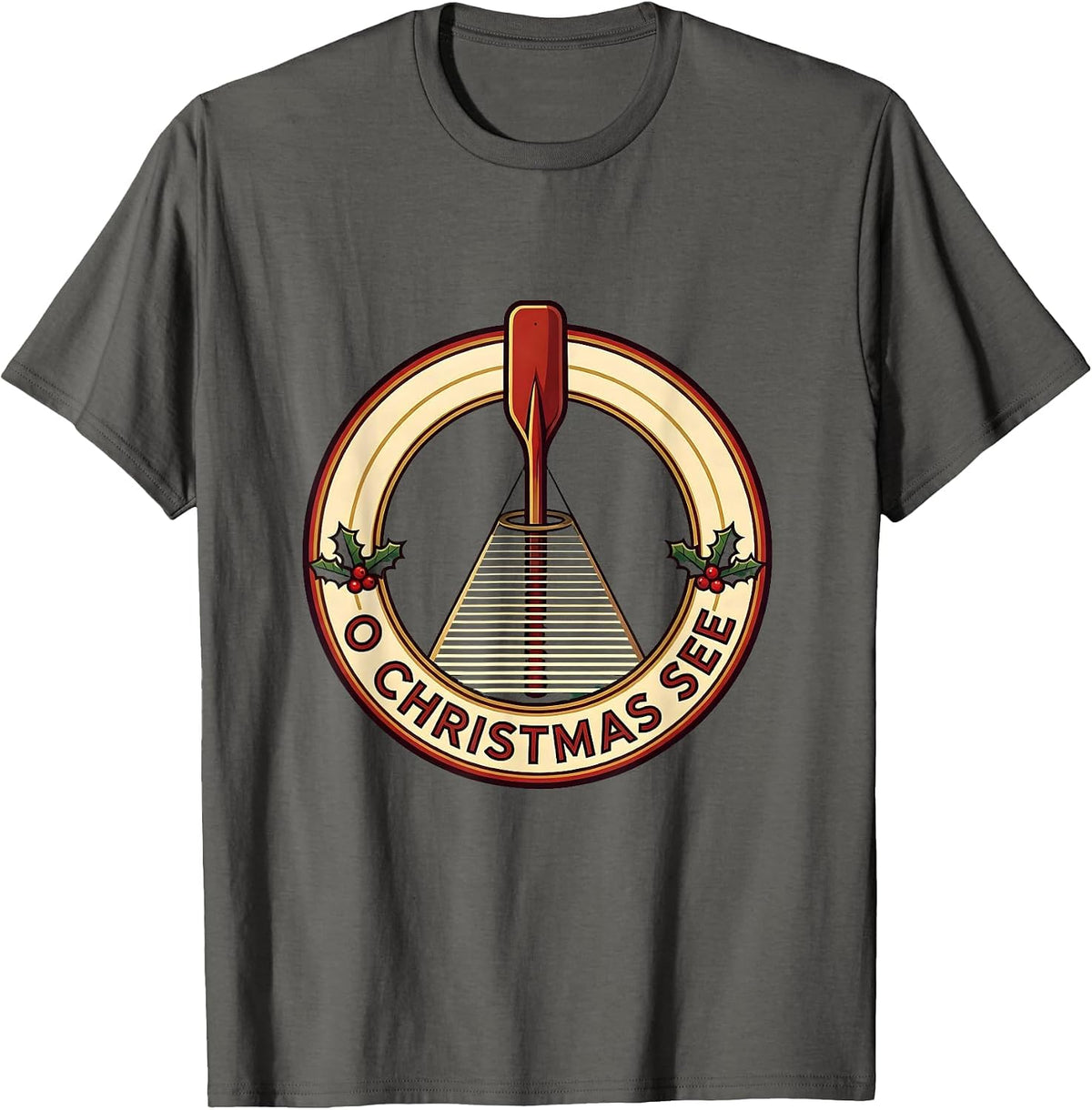 O Christmas See Emblem Optometrist Optician Workplace Humor T-Shirt - Asphalt Grey