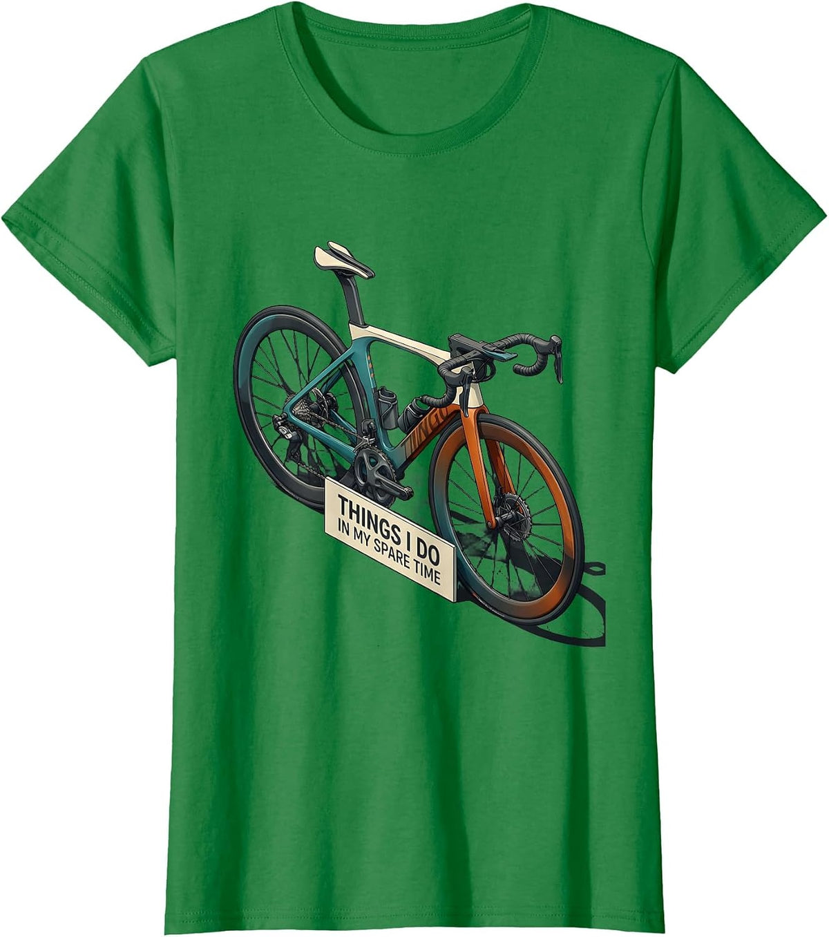 Women's Things I Do In My Spare Time Funny Biker Cycling Humor T-Shirt - Kelly Green