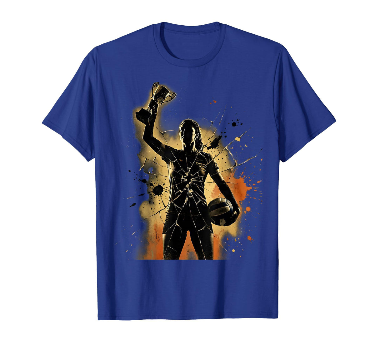 Mademark Men's Volleyball Mom Trophy and Ball Graphic T-Shirt - Royal Blue