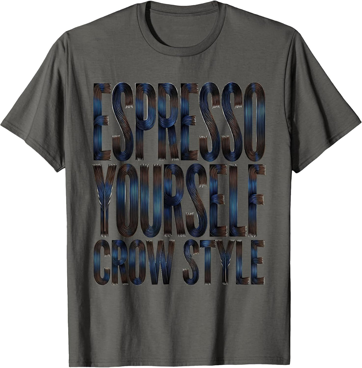 Espresso Yourself Crow Coffee Lover Design T-Shirt - Asphalt Grey