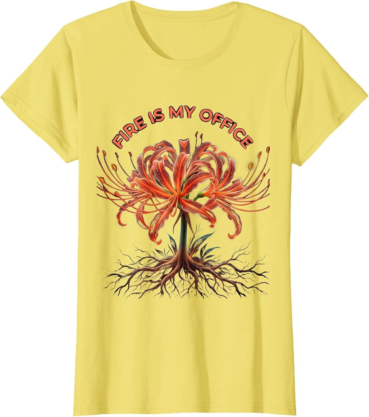 Fire Is My Office Firefighter Graphic Design T-Shirt - Lemon Yellow