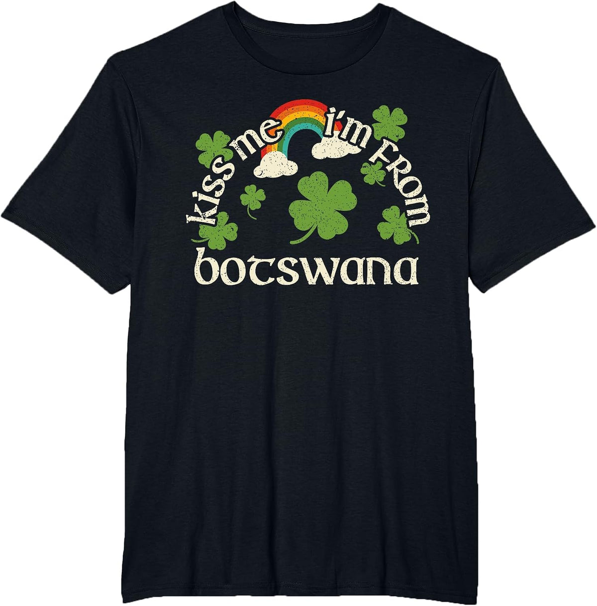 Kiss Me Shamrock - Funny St. Patrick's Day Botswana T-Shirt - Black