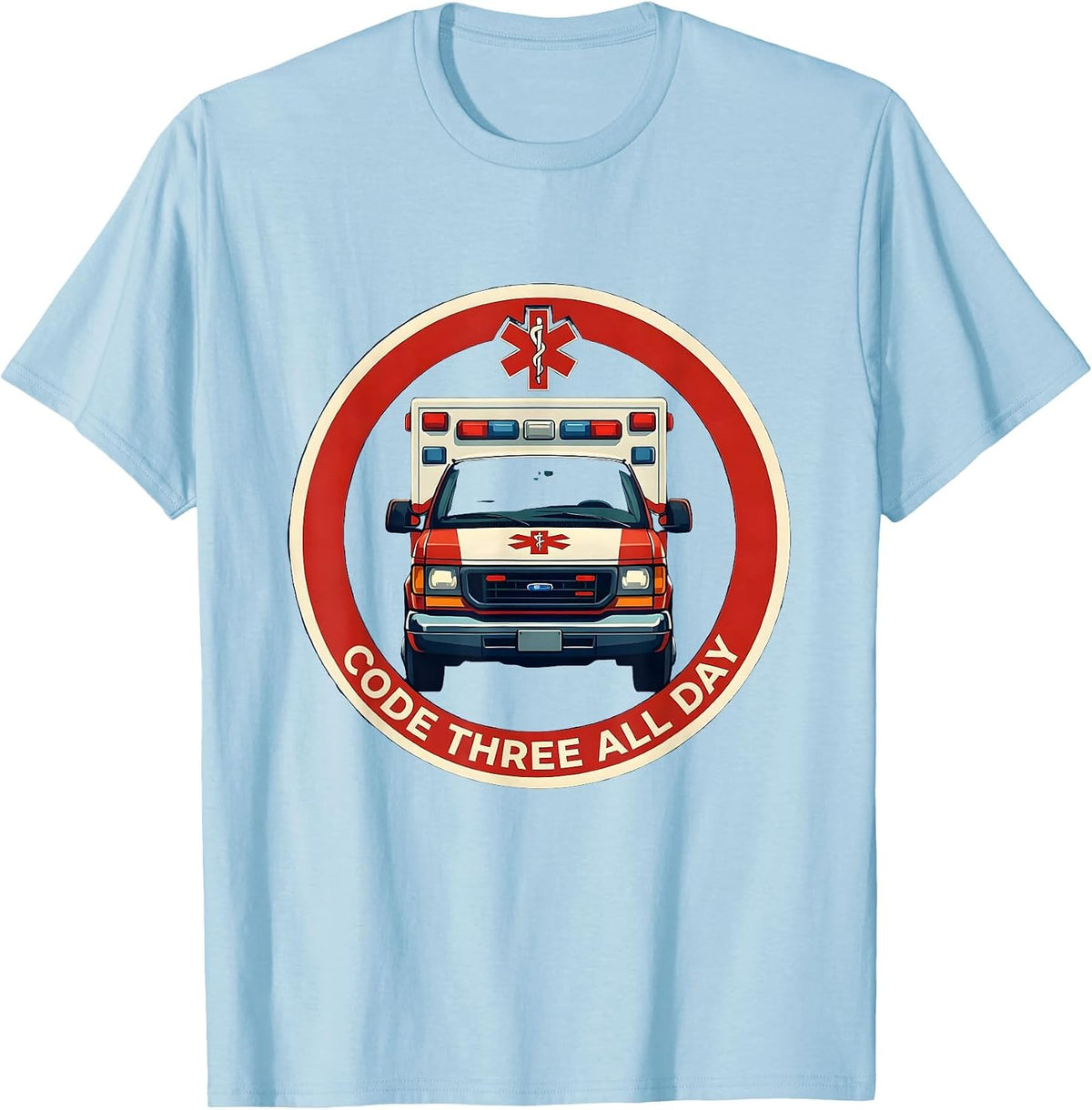 Men's Code Three All Day EMT First Responder Design T-Shirt - Baby Blue