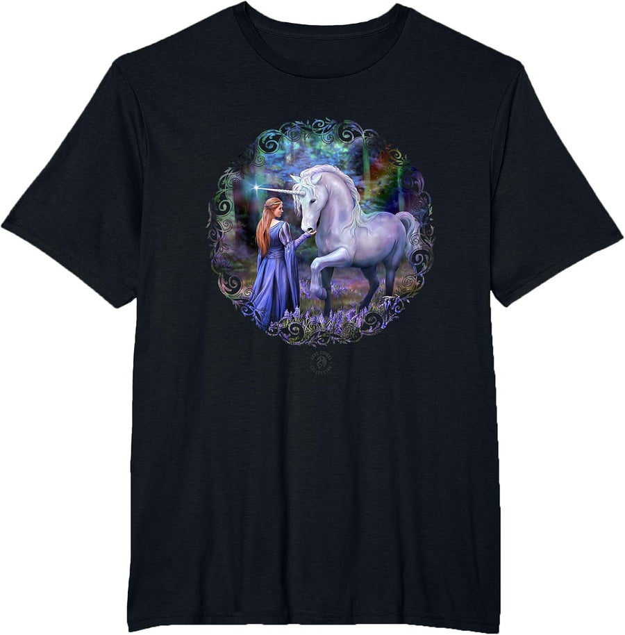 Bluebell Woods Unicorn Anne Stokes Collection Halloween T-Shirt - Black