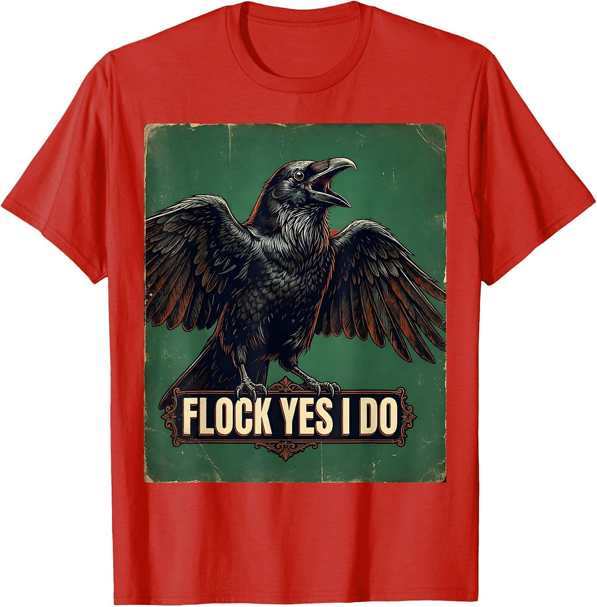 Men's Flock Yes I Do Crow Bird Lover Design T-Shirt - Red