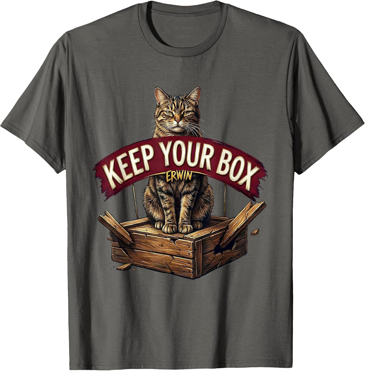 Keep Your Box Erwin Funny Science Teacher Quantum Physics T-Shirt - Asphalt Grey