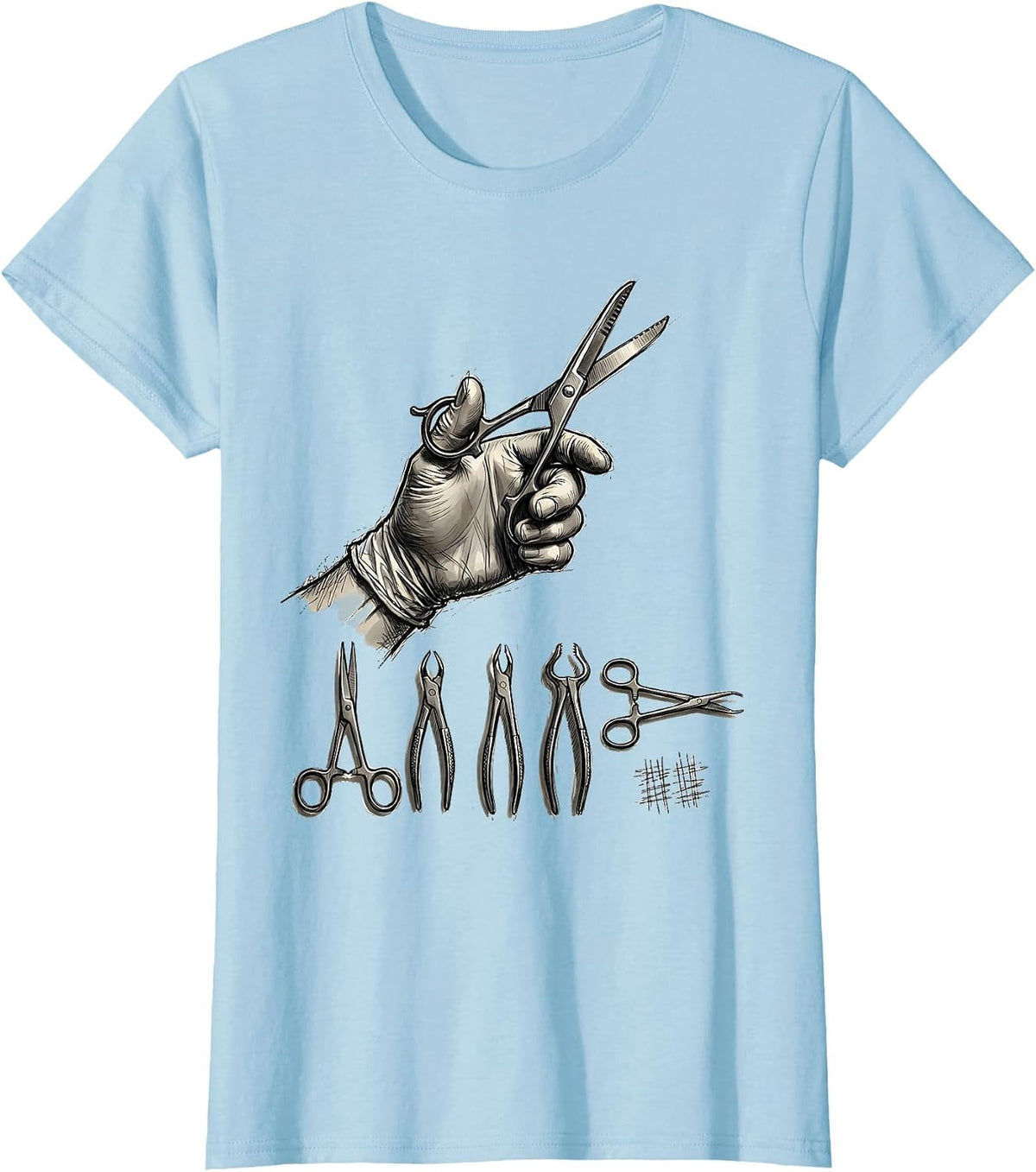 Surgical Tech Hand Sketch Occupational Pride Gift T-Shirt - Baby Blue