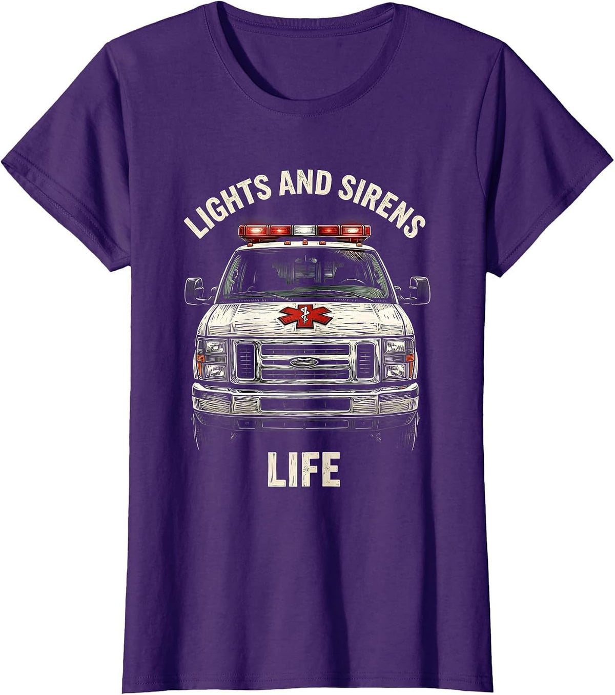 Women's Lights and Sirens Life EMT Graphic Design T-Shirt - Purple