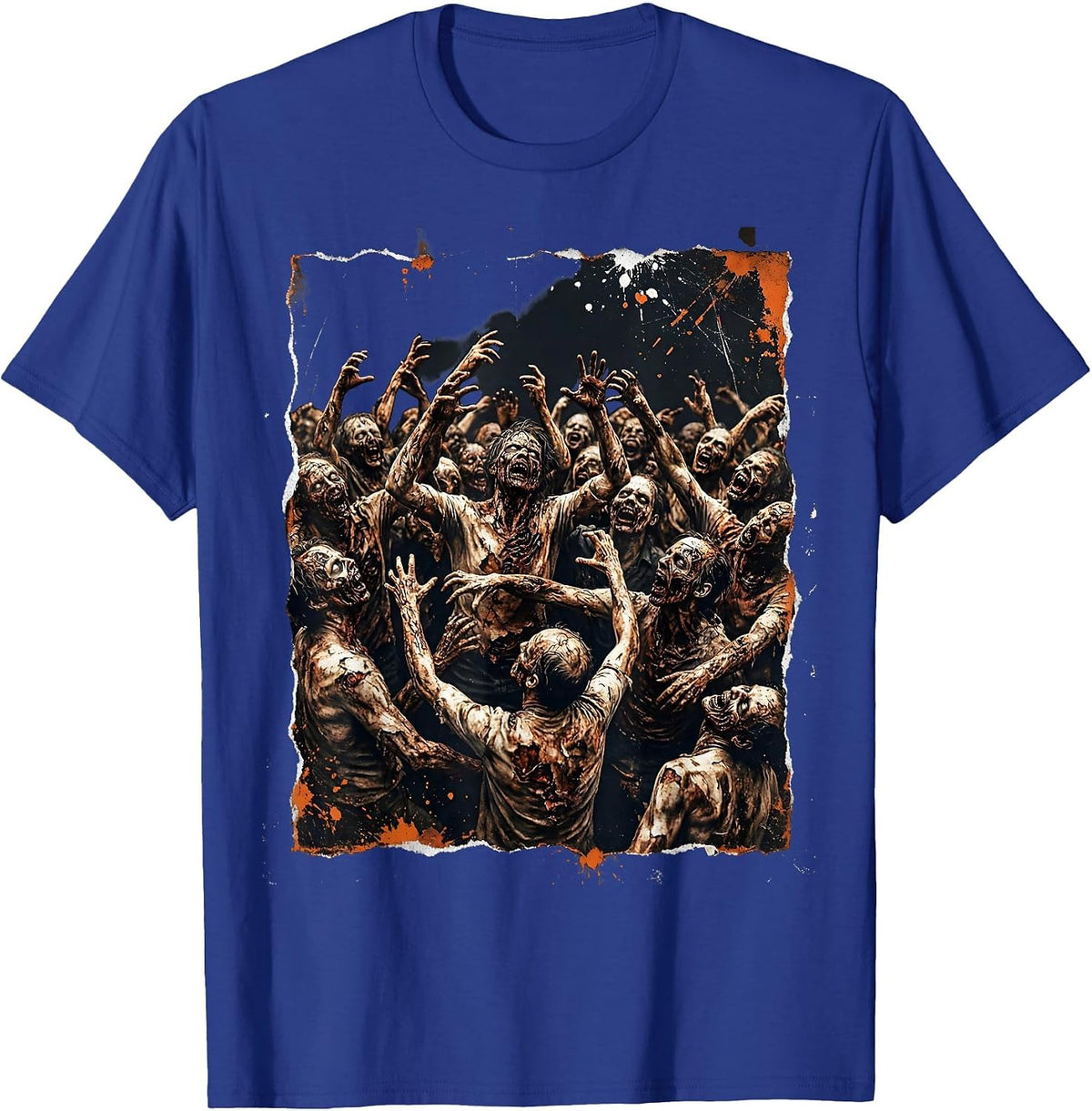 Monster Mash Zombie Mosh Pit Concert Crowd T-Shirt - Royal Blue