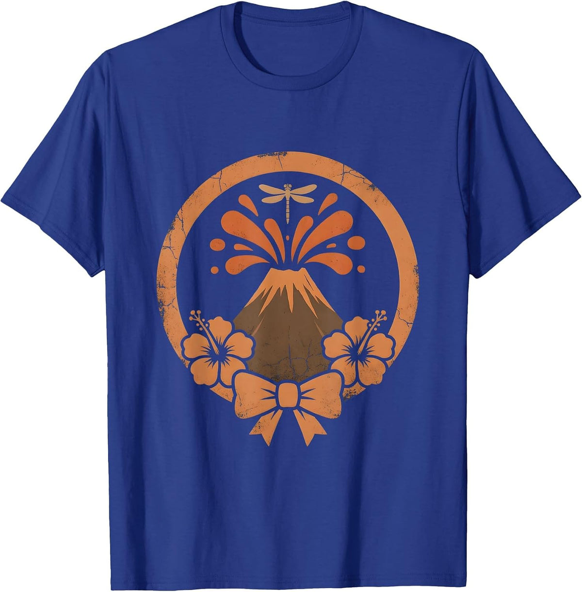 Hawaiian Volcano Erupting Fiery Sunset Graphic T-Shirt - Royal Blue