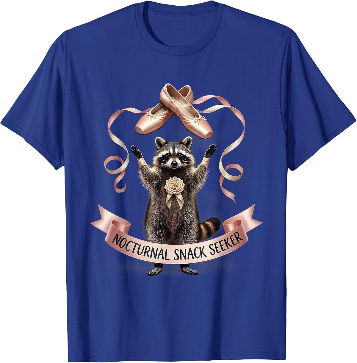 Nocturnal Snack Seeker Raccoon Design T-Shirt - Royal Blue